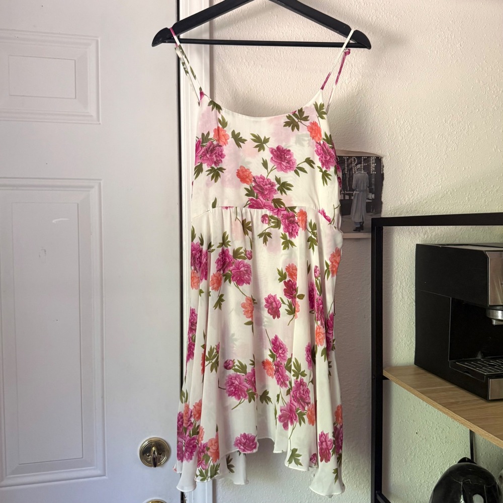 FOR LOVE & LEMONS white pink floral sleeveless mini dress